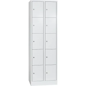Wolf 5er-Schließfachschrank Dresden, 2 Abteile, lichtgrau, B 600 mm, mit Bodensockel