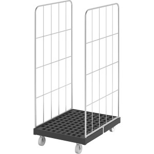 eurokraft basic Rollbehälter mit Seitengitter, 2-seitig, schwarz / verzinkt