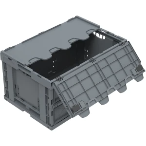 kaiserkraft Caixa dobrável em regenerado reciclado, com tampa, volume 61 l, Caixa dobrável em regenerado reciclado, com tampa, volume 61 l. Até 100%