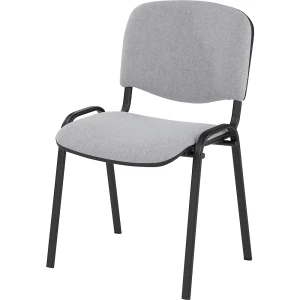 kaiserkraft Cadeira para visitas, empilhável, encosto almofadado, armação preta, forro cinzento, embalagem de 4 unid., Cadeira para visitas,
