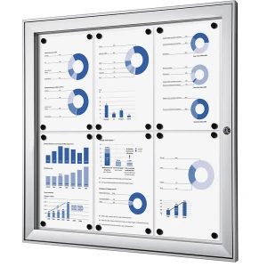 eurokraft pro Vitrina com porta de batente , LxAxP exterior 742 x 697 x 33 mm, painel traseiro metálico, Vitrina com porta de batente, LxAxP exterior