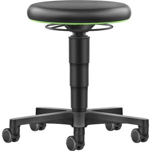 bimos Banco Allround , com rodas, pele sintética, anel em verde, Banco Allround, com rodas, pele sintética, anel em verde. Regulação da altura por