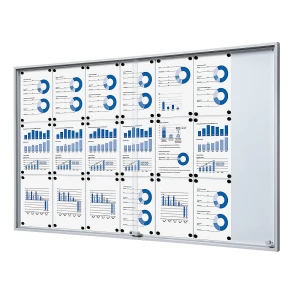 eurokraft pro Schaukasten mit Schiebetüren, Außen-BxHxT 1566 x 947 x 50 mm, Metallrückwand