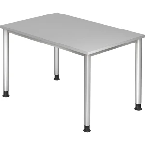 kaiserkraft Secretária, AxP 685 - 810 x 800 mm, 4 pernas em tubo redondo, largura 1200 mm, cinza alumínio/cinzento claro, Secretária, AxP 685 - 810 x