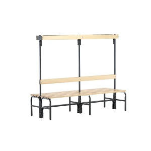 Sypro Umkleidebank mit Hakenleisten, beidseitig, 8 Haken 1500 mm, anthrazit