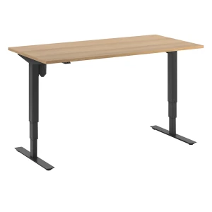 kaiserkraft Secretária Atlanta, regulação elétrica da altura, reta, LxP 1600 x 800 mm, faia/preto, Secretária Atlanta, regulação elétrica da altura,