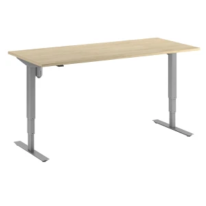 kaiserkraft Secretária Atlanta, regulação elétrica da altura, reta, LxP 1800 x 800 mm, carvalho/prateado, Secretária Atlanta, regulação elétrica da