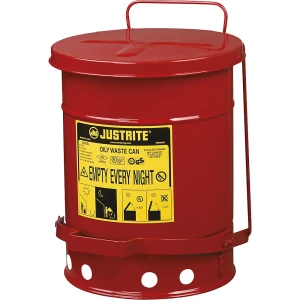 Justrite Brandschutzbehälter, Stahlblech, rund, mit Pedal, Volumen 20 l