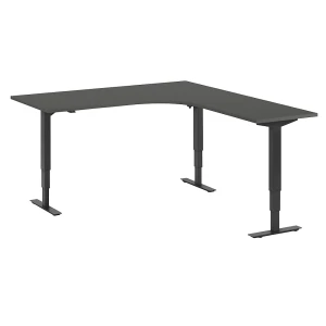 Schreibtisch Atlanta, elektrisch höhenverstellbar, L-Form, BxT 1800 x 2000 mm, dunkelgrau/schwarz, rechts kaiserkraft