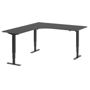 Schreibtisch Atlanta, elektrisch höhenverstellbar, L-Form, BxT 1800 x 2000 mm, dunkelgrau/schwarz, links kaiserkraft