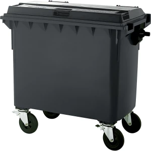 kaiserkraft Contentor do lixo em plástico, DIN EN 840, volume 660 l, LxAxP 1360 x 1235 x 765 mm, antracite, Contentor do lixo em plástico, DIN EN 840,