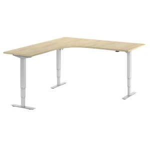 Schreibtisch Atlanta, elektrisch höhenverstellbar, L-Form, BxT 1800 x 2000 mm, Eiche/weiß, links kaiserkraft
