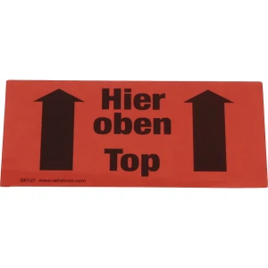 ratioform Warnetiketten, Aufdruck Hier oben, VE 1000 Stk, LxB 145 x 70 mm