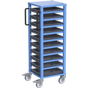 eurokraft pro Carro de transporte Euro CustomLine , para recipientes com CxL 400 x 300 mm, azul, com 10 caixas, 50 mm de altura, Carro de transporte