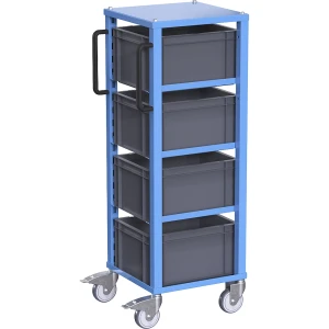 eurokraft pro Carro de transporte Euro CustomLine , para recipientes com CxL 400 x 300 mm, azul, com 4 caixas, 210 mm de altura, Carro de transporte