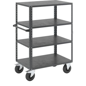 eurokraft pro Etagenwagen CustomLine, 4-seitig offen, 4 Etagen, anthrazitgrau RAL 7016, Vollgummi