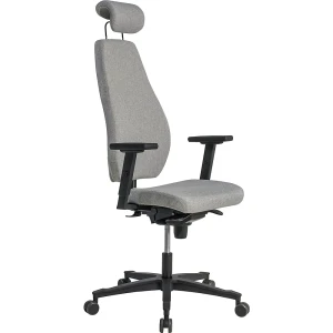 Bürostuhl, Synchronmechanik, mit Armlehnen und Kopfstütze, grau kaiserkraft