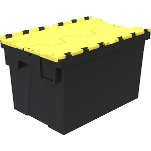 kaiserkraft Recipiente empilhável e retornável, CxLxA 600 x 400 x 367 mm, preto/amarelo, Recipiente empilhável e retornável, CxLxA 600 x 400 x 367 mm,