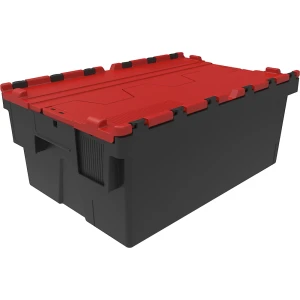 kaiserkraft Recipiente empilhável e retornável, CxLxA 600 x 400 x 250 mm, preto/vermelho, Recipiente empilhável e retornável, CxLxA 600 x 400 x 250
