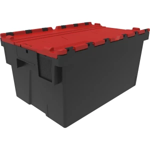 kaiserkraft Recipiente empilhável e retornável, CxLxA 600 x 400 x 310 mm, preto/vermelho, Recipiente empilhável e retornável, CxLxA 600 x 400 x 310