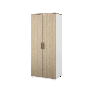 Schrank Portland, BxT 800 x 420 mm, H 1845 mm, Türhöhe 1770 mm, weiß gebürstet / Eiche kaiserkraft