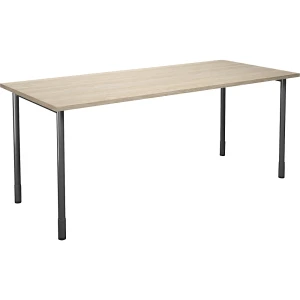 kaiserkraft Mesa multiusos DUO-C, tampo reto, AxP 700 - 800 x 800 mm, largura 1800 mm, carvalho, preto, Mesa multiusos DUO-C, tampo reto, AxP 700 -