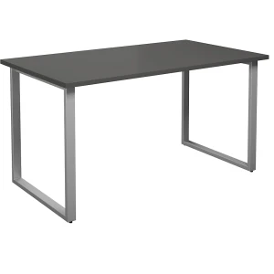 Mehrzwecktisch DUO-O, gerade Platte, Tiefe 800 mm, Breite 1400 mm, dunkelgrau / silber kaiserkraft