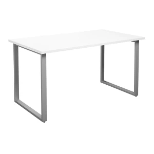 Mehrzwecktisch DUO-O, gerade Platte, Tiefe 800 mm, Breite 1400 mm, weiß / silber kaiserkraft
