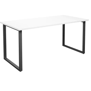 Mehrzwecktisch DUO-O, gerade Platte, Tiefe 800 mm, Breite 1600 mm, weiß / schwarz kaiserkraft