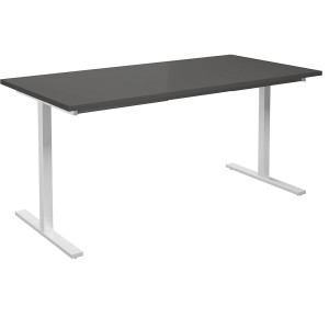 Mehrzwecktisch DUO-T, gerade Platte, HxT 740 x 800 mm, Breite 1600 mm, dunkelgrau, weiß kaiserkraft