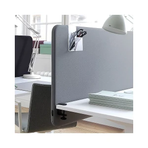 kaiserkraft Divisória acústica de mesa standard com cantos arredondados, altura 650 mm, têxtil, largura 1400 mm, cinzento, Divisória acústica de mesa