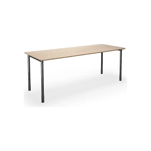 Mehrzwecktisch DUO-C Trend, gerade Platte, abgerundete Ecken, Tiefe 800 mm, Breite 2000 mm, Eiche, schwarz kaiserkraft