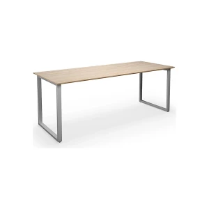 Mehrzwecktisch DUO-O Trend, gerade Platte, Tiefe 800 mm, Breite 1800 mm, Eiche / silber kaiserkraft