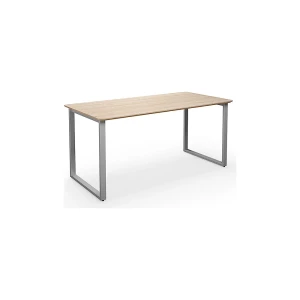 Mehrzwecktisch DUO-O Trend, gerade Platte, abgerundete Ecken, Tiefe 800 mm, Breite 1400 mm, Eiche / silber kaiserkraft