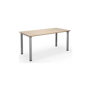 Mehrzwecktisch DUO-U Trend, gerade Platte, Tiefe 800 mm, Breite 1400 mm, Eiche, silber kaiserkraft