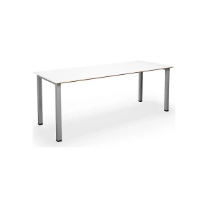 kaiserkraft Mesa multiusos DUO-U Trend, tampo reto, profundidade 800 mm, largura 2000 mm, branco, prateado, Mesa multiusos DUO-U Trend, tampo reto,