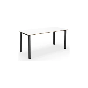 Mehrzwecktisch DUO-U Trend, gerade Platte, abgerundete Ecken, Tiefe 800 mm, Breite 1600 mm, weiß, schwarz kaiserkraft