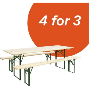 Deal: 4 für 3, Bierbankgarnitur, 4 Tische, 8 Bänke, natur kaiserkraft