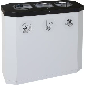 Wertstoffsammler Sixco smart, Volumen 3 x 45 l, lichtgrau kaiserkraft