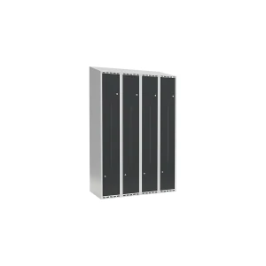Z-Spind Fydor, 4 Abteile, lichtgrau / anthrazit, B 1200 mm, 4 Abteile, schräge Dachform, Vorhängeschloss kaiserkraft