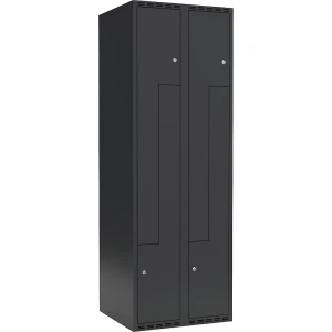 Z-Spind Fydor, 2 Abteile, anthrazit, B 600 mm, 2 Abteile, flache Dachform, Zylinderschloss kaiserkraft