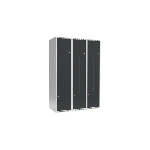 Z-Spind Fydor, 3 Abteile, lichtgrau / anthrazit, B 1200 mm, 3 Abteile, flache Dachform, Zylinderschloss kaiserkraft