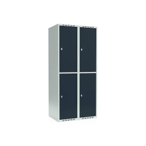 Doppelstock-Spind Fydor, 2 Abteile, lichtgrau / anthrazit, B 800 mm, 2 Abteile, flache Dachform, Vorhängeschloss kaiserkraft