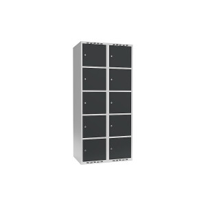5er-Schließfachschrank Fydor, 2 Abteile, lichtgrau / anthrazit, B 800 mm, 2 Abteile, flache Dachform, Zylinderschloss kaiserkraft
