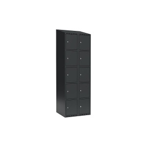 5er-Schließfachschrank Fydor, 2 Abteile, anthrazit, B 600 mm, 2 Abteile, schräge Dachform, Zylinderschloss kaiserkraft