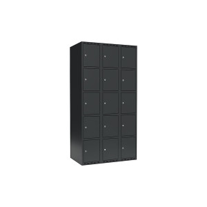 5er-Schließfachschrank Fydor, 3 Abteile, anthrazit, B 900 mm, 3 Abteile, flache Dachform, Zylinderschloss kaiserkraft