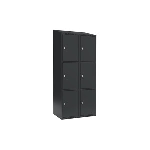 3er-Schließfachschrank Fydor, 2 Abteile, anthrazit, B 800 mm, 2 Abteile, schräge Dachform, Vorhängeschloss kaiserkraft