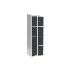 4er-Schließfachschrank Fydor, 2 Abteile, lichtgrau / anthrazit, B 600 mm, 2 Abteile, schräge Dachform, Vorhängeschloss kaiserkraft