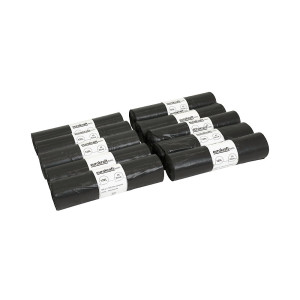eurokraft basic Sacos de lixo, 100% PEDB PCR, 120 l , 52 µm, LxC 700 x 1100 mm, embalagem de 250 unid., preto, Sacos de lixo, 100% PEDB PCR, 120 l, 52
