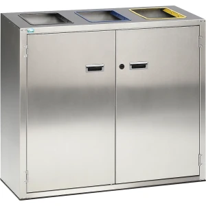 VAR Wertstoffsortierstation, Edelstahl, 3 x 90 l Volumen, mit offenem Einwurf